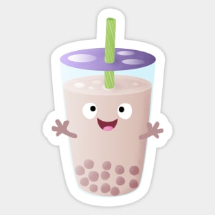 Cute happy bubble tea boba cartoon character Sticker